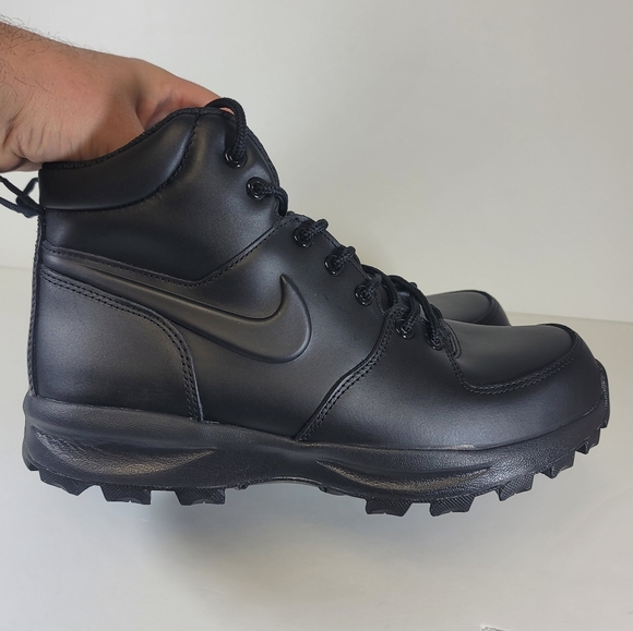 Nike Manoa Leather Boot Triple Black Water Resistant Winter Boot Mens Multi Size - Picture 5 of 10